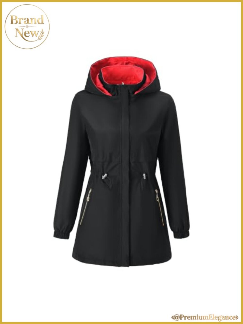 Women's Reversible Hooded Windbreaker Jacket Mid-Length Trench Coat